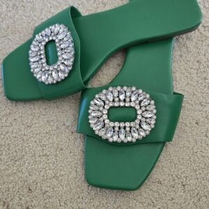 Elegant Green Embellished Sandals